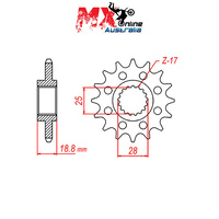 MTX Front Sprocket 17T Aprilia TUONO 1000 2003-2005 10-704-17