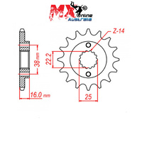 MTX Front Sprocket 14T Ducati MONSTER 659 2014-2017 10-736-14