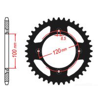 MTX Rear Sprocket 48T Black for Yamaha YZ85 Small Wheel 2005-2017 >428