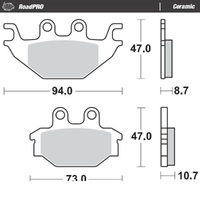 MotoMaster Rear Brake Pads for Kawasaki KVF300 BRUTE FORCE 2012-2021 RoadPRO Ceramic 