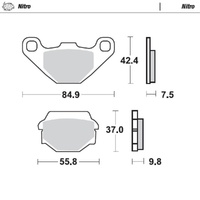 MotoMaster Rear Brake Pads for Buell S1 LIGHTNING STRIKE 1994-1997 Nitro 