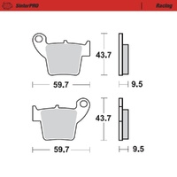 MotoMaster Rear Brake Pads for Megelli 250S 2009-2010 SinterPRO Racing 