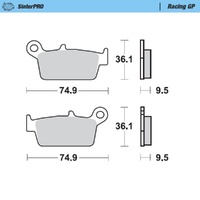 MotoMaster Rear Brake Pads for Honda XR650R 2000-2007 SinterPRO Racing GP 