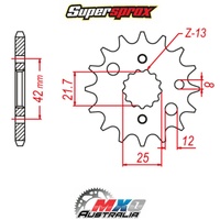 Supersprox Front Sprocket 13T for Kawasaki VN800 VULCAN CLASSIC 1996-2006 >530