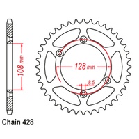 SuperSprox Rear Sprocket 51T for Kawasaki KLX125 2003-2006 >428