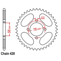 SuperSprox Rear Sprocket 43T for Suzuki GS125ES 1979-1991 >428