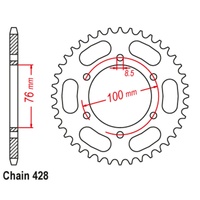 SuperSprox Rear Sprocket 42T 428 Pitch 11-844-42