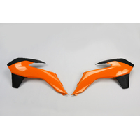 UFO Radiator Covers for KTM EXCF 450 2014_2016 (OEM 14 Orange/Black)