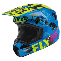 FLY Kinetic Youth Helmet Scan Blue Hi Viz Pink