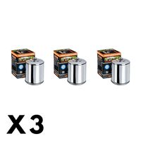 3 Pack Hiflo Chrome Oil Filter Harley 1340 FLSTN Hert Softail Nostalgia 1993-1998 (Nut)