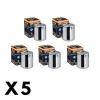 5 Pack Hiflo Chrome Oil Filter Harley 1920 CVO Road Gld 117 ANV/FLTRXSE 2023 (W/Nut)