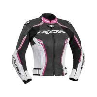 IXON Vortex Lady Leather Jacket Black/White/Fusia 