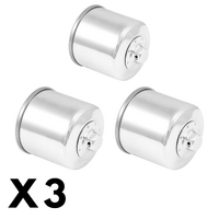 3 Pack Chrome K&N Oil Filter for Suzuki GSX600F Katana 1988-2006