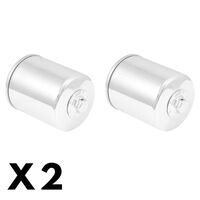 2 Pack Chrome K&N Oil Filter for Harley XLH883C Sportster Custom 2000-2010