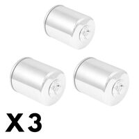 3 Pack Chrome K&N Oil Filter for Harley XL50 2007