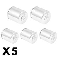 5 Pack Chrome K&N Oil Filter for Harley XL883L Super Low 2012-2014