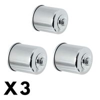 3 Pack Chrome K&N Oil Filter for Honda VFR400 NC30 1990-1992