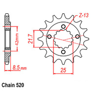 RK Front Sprocket 13T for Kawasaki KLR250 1999-2005