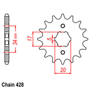 RK Front Sprocket 16T for Honda CB125E 2018-2017