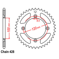 RK 47T Rear Sprocket for Yamaha YZ85LW 19/16 2002-2024