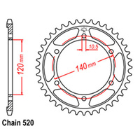 RK 44T Rear Sprocket for Kawasaki ZZR600/ZX600 1990-1994