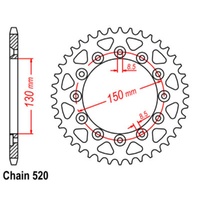 RK 39T Rear Sprocket for Yamaha YZ125X 2020-2023