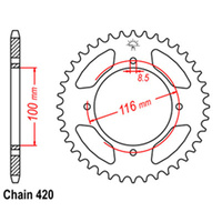 RK 48T Rear Sprocket for Kawasaki KX80 1986-2000