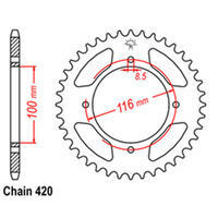 RK 49T Rear Sprocket for Kawasaki KX85 BW 19/16/KX8511 D 2021-2022