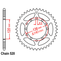 RK 44T Rear Sprocket for Kawasaki KLR250 1999-2005