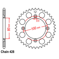 RK 46T Rear Sprocket for Honda XR100R 1985-2003