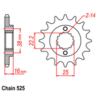 RK Front Sprocket 14T for Ducati 998 R 2002