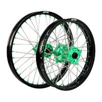 States MX Black/Green Wheel Set for Kawasaki KX85 BW/KX85D 2014-2020 (19/16)