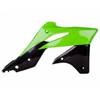 Polisport Black/Green Radiator Shrouds for Kawasaki KX250F 2013-2016