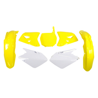 Rtech Plastics Kit for Suzuki RM 125 2001-2011 Yellow/White