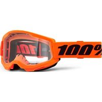 100% STRATA 2 Goggles Neon Orange - Clear Lens