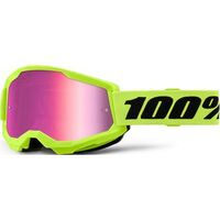 100% STRATA 2 Goggles Neon Yel-Mir Pink Lens