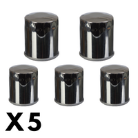 5 Pack Whites Chrome Oil Filter for Harley FXR 1340 Super Glide II 1982-1983