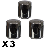 3 Pack Whites Chrome Oil Filter for Harley FXDL Dyna Low Rider 2002-2004