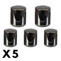 5 Pack Whites Chrome Oil Filter for Harley FLTRKSE CVO Road Glide LTD 2022-2023