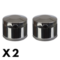 2 Pack Whites Chrome Oil Filter for Harley FXWG Wide Glide 1982-1985